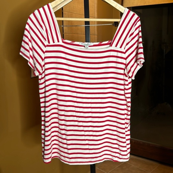 Green Envelope Tops - Green Envelope Red White Stripe Top Size Large